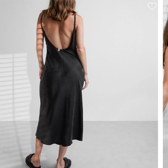 LUNYA Washable Silk Bias Slip Dress Black size Small - Picture 2 of 7